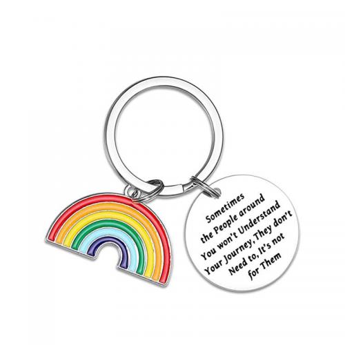 304 rostfritt stål Key Lås, Rainbow, Unisex & med bokstaven mönster & emalj, ursprungliga färgen, 30x30mm, Säljs av PC