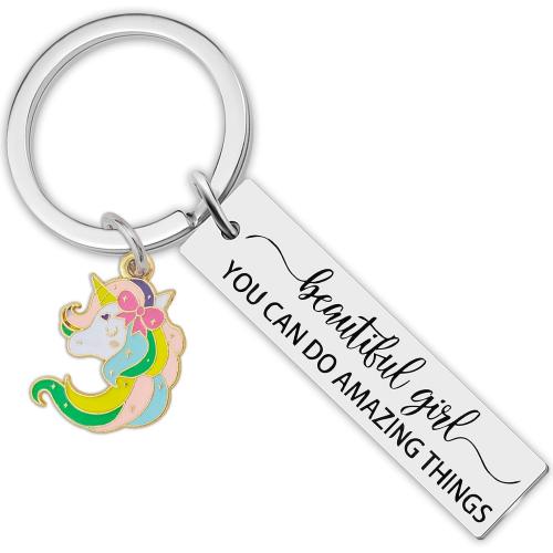 304 Stainless Steel Key Clasp Unicorn Unisex & with letter pattern & enamel Sold By PC