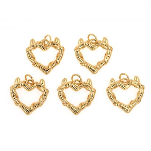 Brass Heart Riipukset, Messinki, Sydän, 18K kullattu, muoti korut & tee-se-itse & ontto, nikkeli, lyijy ja kadmium vapaa, 17x18.40x2.50mm, Myymät PC