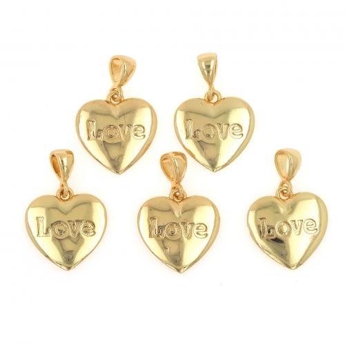 Brass Heart Pendants 18K gold plated fashion jewelry & DIY nickel lead & cadmium free Sold By PC