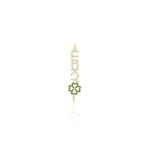 Cubique Pendentif en laiton zircon pavent, Plaqué or 18K, bijoux de mode & DIY & pavé de micro zircon, couleurs mélangées, protéger l'environnement, sans nickel, plomb et cadmium, 11.70x53x2.50mm, Vendu par PC