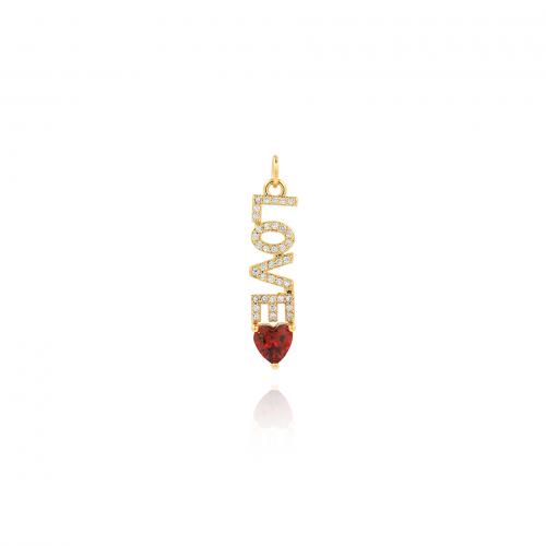 Cubique Pendentif en laiton zircon pavent, Plaqué or 18K, bijoux de mode & DIY & pavé de micro zircon, couleurs mélangées, protéger l'environnement, sans nickel, plomb et cadmium, 7x32.50x4mm, Vendu par PC