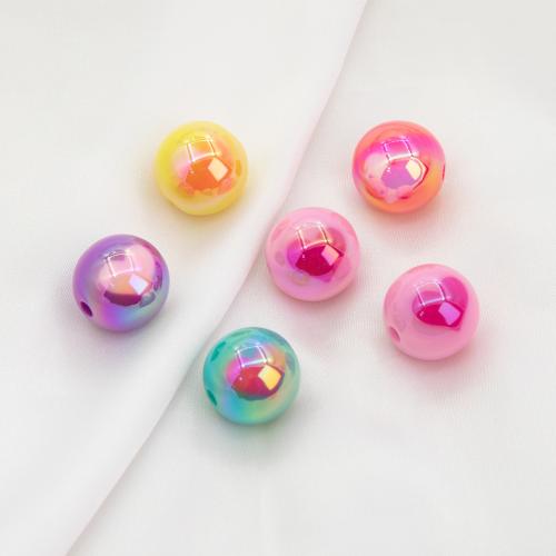 Plated Acrylic Beads Round DIY Approx Sold By Bag