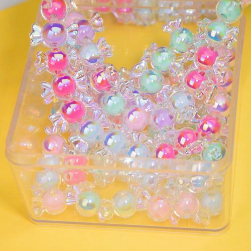 Plattierte Acrylperlen, Acryl, Bonbons, UV plattiert, DIY, keine, 11x21mm, ca. 10PCs/Tasche, verkauft von Tasche