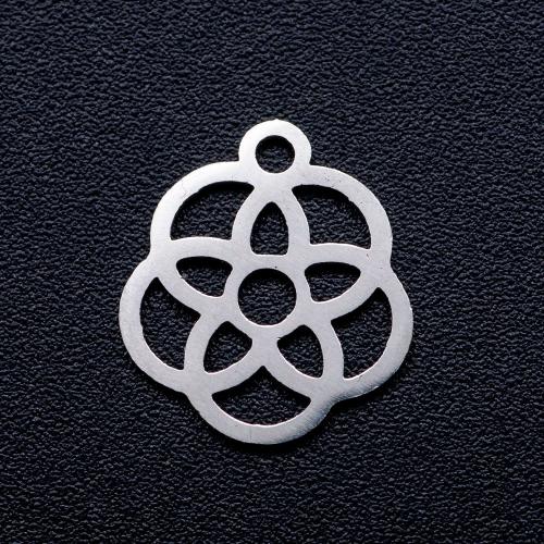 Titanium Steel Pendants Flower polished DIY & hollow original color Approx Sold By Bag