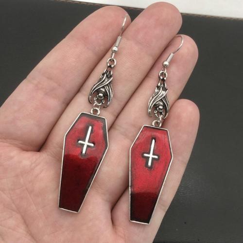 Pendientes de Aleación de Zinc, chapado, Diseño de Halloween & diferentes estilos para la opción & esmalte, más colores para la opción, libre de níquel, plomo & cadmio, 18x46mm, Vendido por Par