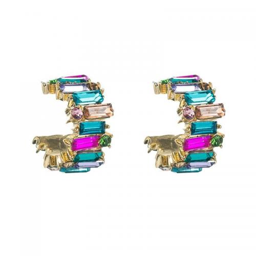 Zinc Alloy Stud Earring plated for woman & with rhinestone nickel lead & cadmium free Sold By Pair