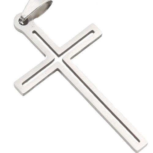 Rostfritt stål Cross Hängen, 304 rostfritt stål, plated, DIY, silver, 24.30x22.50x2.10mm, Säljs av PC