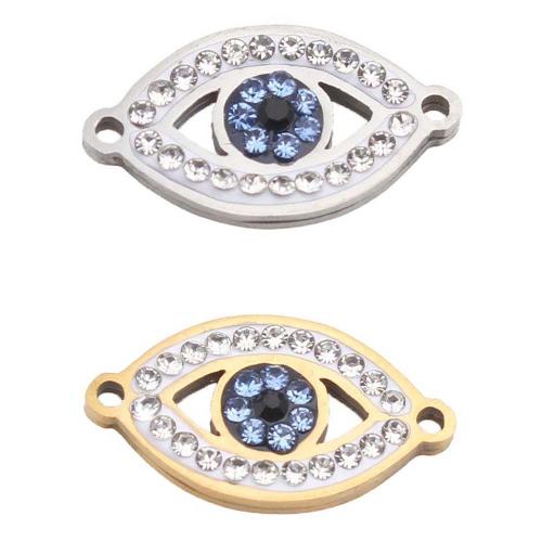 Blogos akies jungtis, 304 Nerūdijantis plienas, Evil Eye, padengtą, Pasidaryk pats & su Kalnų krištolas, daugiau spalvų pasirinkimas, 27.70x24.80x1.30mm, Pardavė PC