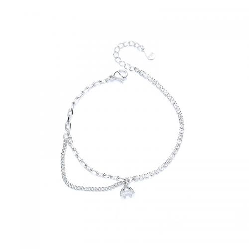 Cilindrata Zircone Bracciale in ottone micro pavimenta, with 3CM extender chain, placcato, Micro spianare cubic zirconia & per la donna, color platino, Lunghezza Appross. 15 cm, Venduto da PC