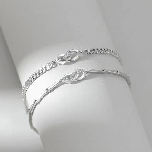 Quelques Bracelet à et Bangle, laiton, Placage, unisexe & styles différents pour le choix & pavé de micro zircon, couleur platine, Vendu par PC