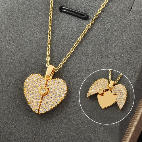 Acier titane collier, Plaqué d'or, styles différents pour le choix & pavé de micro zircon & pour femme, Longueur Environ 15.7 pouce, Vendu par PC