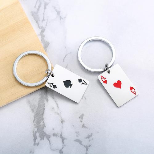 304 Stainless Steel Key spona, Poker, unisex & smalt, více barev na výběr, 20x30mm, Prodáno By PC