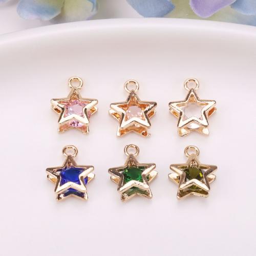 Colgante estrella de la aleación del cinc, aleación de zinc, chapado en color dorado, Bricolaje & micro arcilla de zirconia cúbica, más colores para la opción, 11x14mm, Vendido por UD