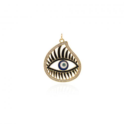 Evil Eye Pendants Brass 18K gold plated fashion jewelry & DIY & micro pave cubic zirconia & enamel & hollow mixed colors nickel lead & cadmium free Sold By PC