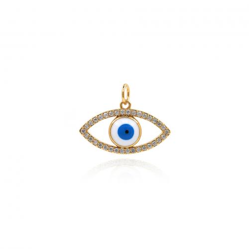 Evil Eye Pakabukai, Žalvarinis, 18K paauksuotas, Bižuterijos & Pasidaryk pats & mikro nutiesti kubinių Zirconia & emalė & tuščiaviduris, mišrios spalvos, nikelio, švino ir kadmio nemokamai, 16x22x3.80mm, Pardavė PC