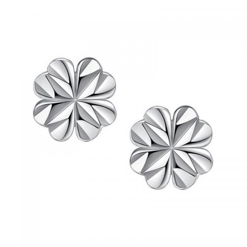 Sterling Silver Κοσμήματα Σκουλαρίκι, 925 ασημένιο ασήμι, Four Leaf Clover, κοσμήματα μόδας & για τη γυναίκα, νικέλιο, μόλυβδο και κάδμιο ελεύθεροι, 9x9mm, Sold Με Ζεύγος