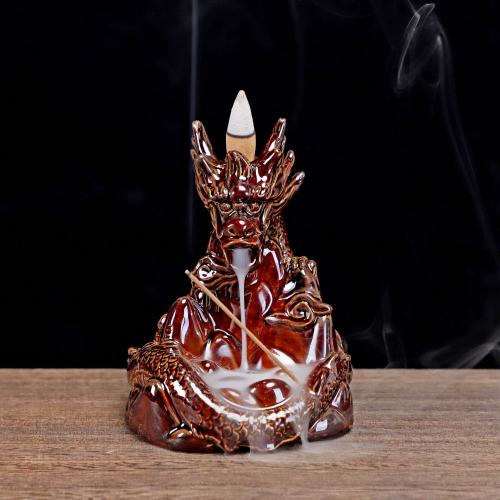 Porcelain Backflow Incense Burner, Poircealláin, Dragon, lámhdhéanta, baile agus oifige & Inbhuanaithe, dathanna níos mó le haghaidh rogha, nicil, luaidhe & caidmiam saor in aisce, 105x105x135mm, Díolta De réir PC