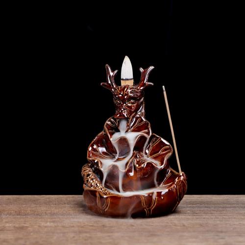 Brûleur à encens de porcelaine, dragon, fait à la main, pour la maison et le bureau & durable & multifonctionnel, plus de couleurs à choisir, protéger l'environnement, sans nickel, plomb et cadmium, 97x130x140mm, Vendu par PC