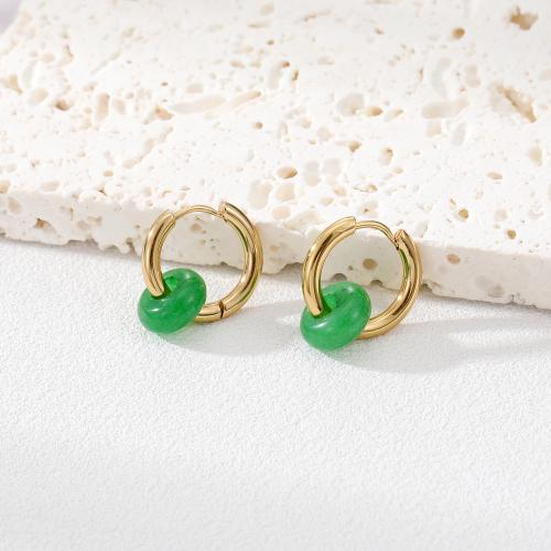 Pendientes de Aleación de Zinc, con Piedra natural, chapado en color dorado, Joyería & para mujer, más colores para la opción, libre de níquel, plomo & cadmio, Vendido por Par