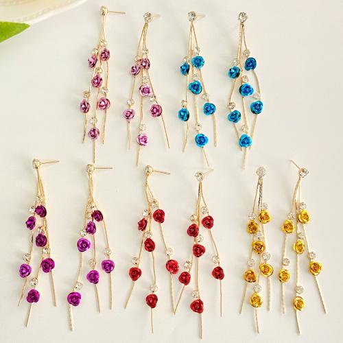 Fashion Fringe Earrings Zinc Alloy fashion jewelry & for woman & with rhinestone nickel lead & cadmium free Sold By Pair