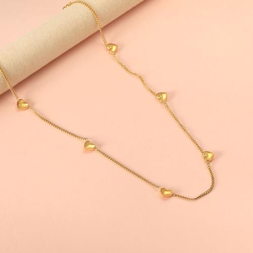 Chaîne en acier inoxydable Collier Sweater, Acier inoxydable 304, avec 5cm chaînes de rallonge, coeur, bijoux de mode & pour femme, plus de couleurs à choisir, 6.50x6mm, Vendu par Environ 40 cm brin