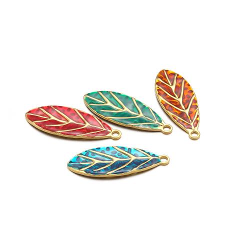 Stainless Steel Pendants 304 Stainless Steel Leaf enamel Sold By Bag