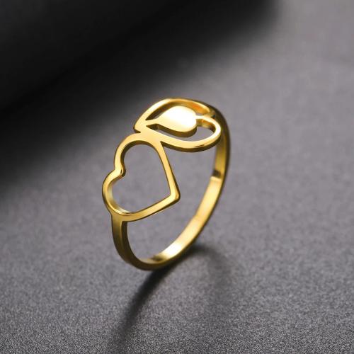 Anillo de dedo de acero inoxidable, acero inoxidable 304, Corazón, chapado, diverso tamaño para la opción & para mujer & hueco, más colores para la opción, Vendido por UD