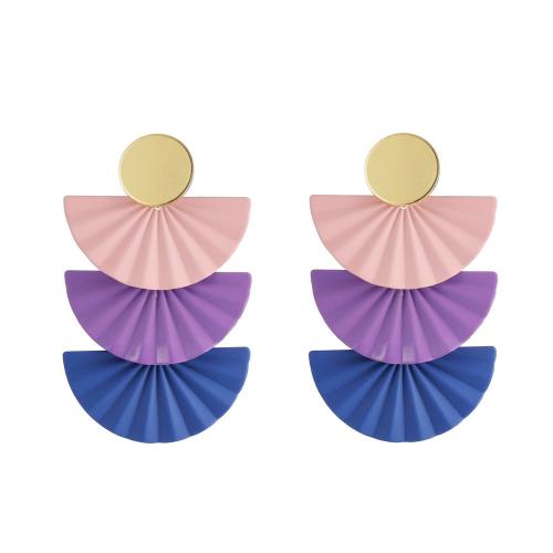 Pendientes de Perno de Aleación de Zinc, Abanico, barnizado, Joyería & para mujer, más colores para la opción, libre de níquel, plomo & cadmio, 55x35mm, Vendido por Par