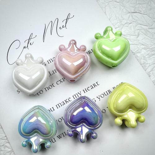 Plated Acrylic Beads Heart UV plating DIY Approx Sold By Bag