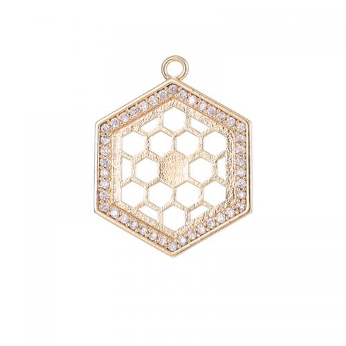 Cubic Zirconia Micro Pave Brass Pendant plated DIY & micro pave cubic zirconia golden Sold By PC