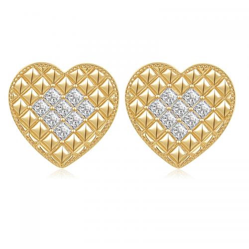 Cubic Zirconia Micro Pave Brass Earring Heart plated micro pave cubic zirconia & for woman Sold By Pair