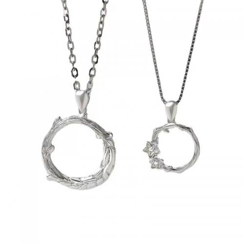 Collier de couple, laiton, Placage, unisexe & styles différents pour le choix, argent, Longueur Environ 51-60 cm, Vendu par PC