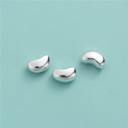 925 Sterling Silber Perlen, Bohne, DIY, Silberfarbe, 8.80x5.60mm, Bohrung:ca. 1.8mm, verkauft von PC