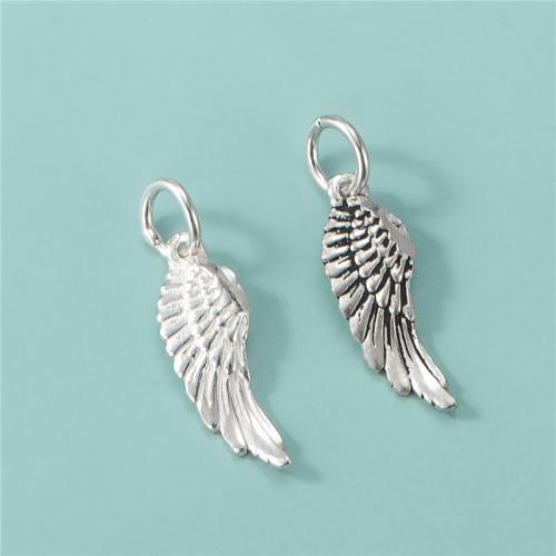 925 Sterling hopea riipus, Angel Wing, tee-se-itse, enemmän värejä valinta, 6.60x19mm, Reikä:N. 4mm, Myymät PC