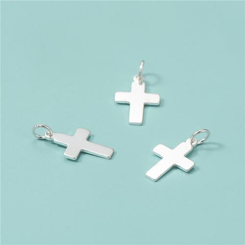 925 Sterling Silver siogairlín, Cross, DIY, airgid, 8x12.50mm, Díolta De réir PC