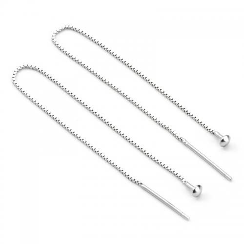 925 Sterling Silver Earring Drop Findings plated DIY & box chain Sold By Pair