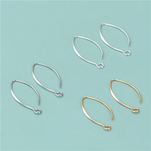 925 Sterling Sølv Hook Earwire, forgyldt, du kan DIY, flere farver til valg, 14x32mm, Hole:Ca. 2.2mm, Solgt af par