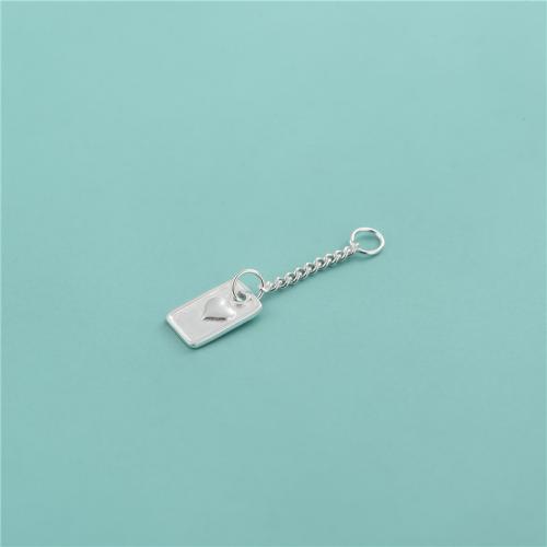 Argent sterling 925 chaîne d'extension, rectangle, DIY & avec le motif de coeur, argent, 25x6mm, Trou:Environ 3mm, Vendu par PC