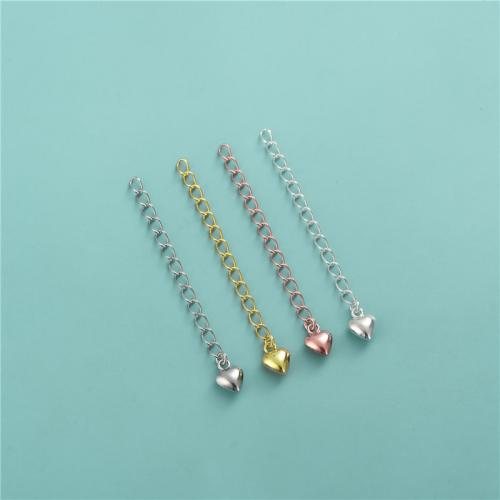 925 Sterling Zilver extender keten, Hart, plated, DIY, meer kleuren voor de keuze, 50x2.60mm, Verkocht door PC