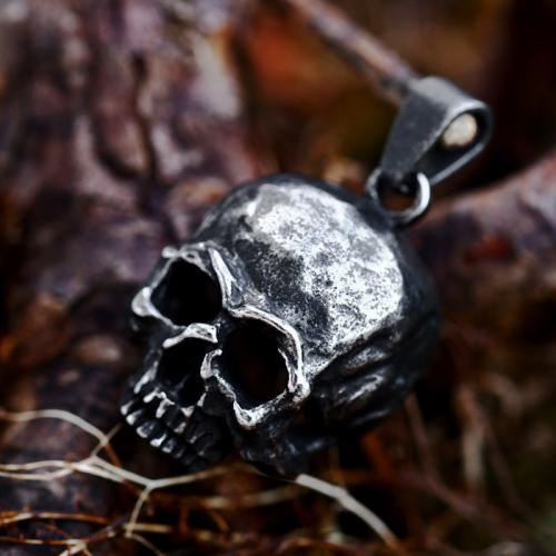 titanium Vedhæng, Titanium Stål, Skull, poleret, Vintage & du kan DIY & sværte, 23.30x39.10mm, Solgt af PC