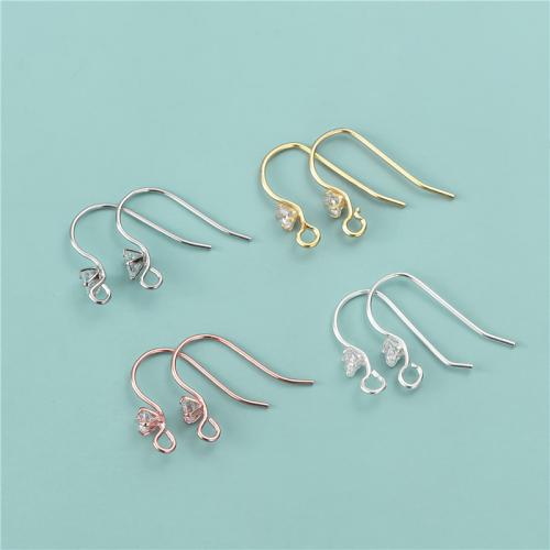 925 Sterling Silver Hook Earwire, 925 de prata esterlina, banhado, DIY & com strass, Mais cores pare escolha, 15x13mm, Buraco:Aprox 1.5mm, vendido por par