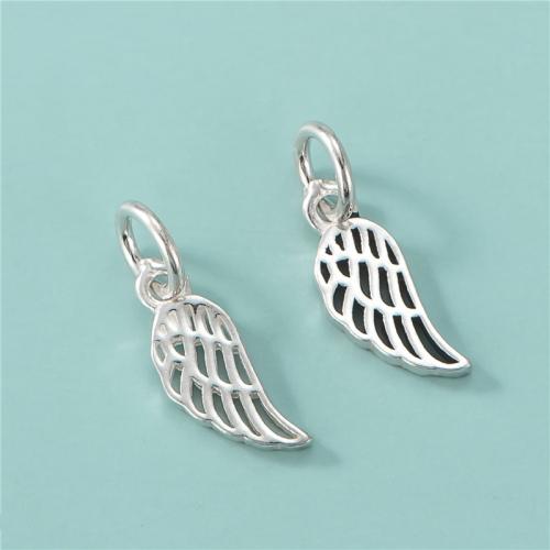 925 Sterling Silver přívěšek, Wing Shape, DIY & dutý, více barev na výběr, 5.50x13.50mm, Otvor:Cca 4mm, Prodáno By PC