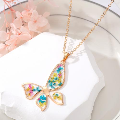 Pressed Dried Flower Jewelry  Zinc Alloy with Dried Flower & Resin with 5cm extender chain plated fashion jewelry & for woman nickel lead & cadmium free Length Approx 50 cm Sold By PC