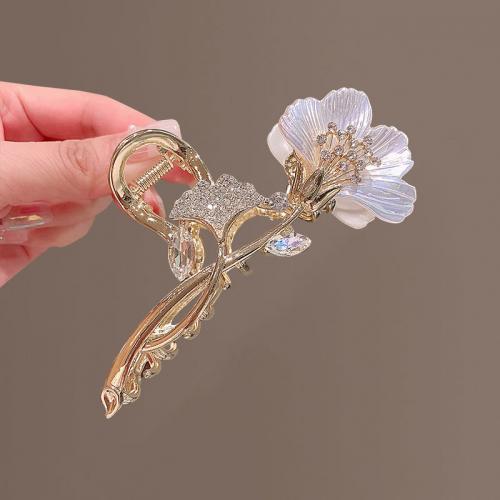 Haar Claw Clips, Zinc Alloy, Ginkgo Leaf, voor vrouw & met strass, nikkel, lood en cadmium vrij, Verkocht door PC