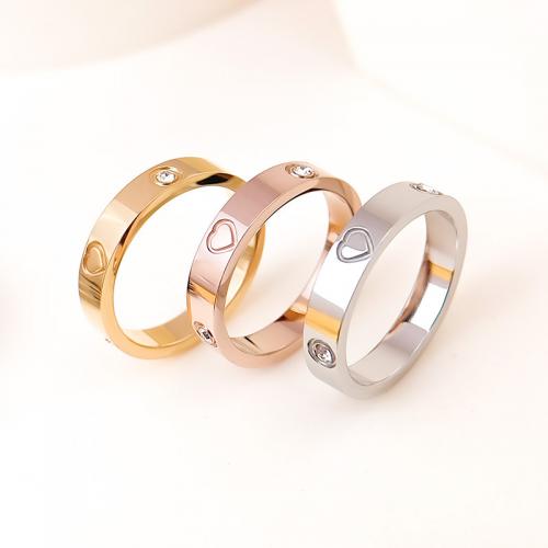 Bague acier titane, Placage, normes différentes pour le choix & pour femme & avec strass, plus de couleurs à choisir, Vendu par PC