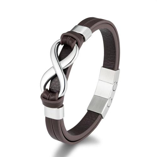 PU cavo bracciali, 304 acciaio inox, with PU, fatto a mano, unisex & formato differente per scelta, nessuno, Lunghezza Appross. 21.5 cm, Venduto da PC