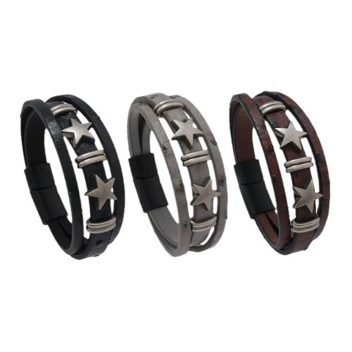 PU Leather Cord Bracelets Zinc Alloy with PU Leather handmade Unisex Sold By PC