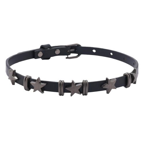 Fashion Choker halskæde, Zinc Alloy, med PU, håndlavet, for kvinde, sort, Solgt af PC