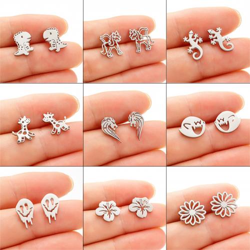 Roestvrij staal Stud Earrings, 304 roestvrij staal, mode sieraden & verschillende stijlen voor de keuze & voor vrouw, meer kleuren voor de keuze, specification 7-14mm, Verkocht door pair